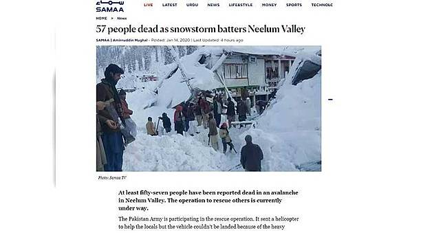 喀什米爾地區雪崩來襲 　印度、巴基斯坦67人罹難