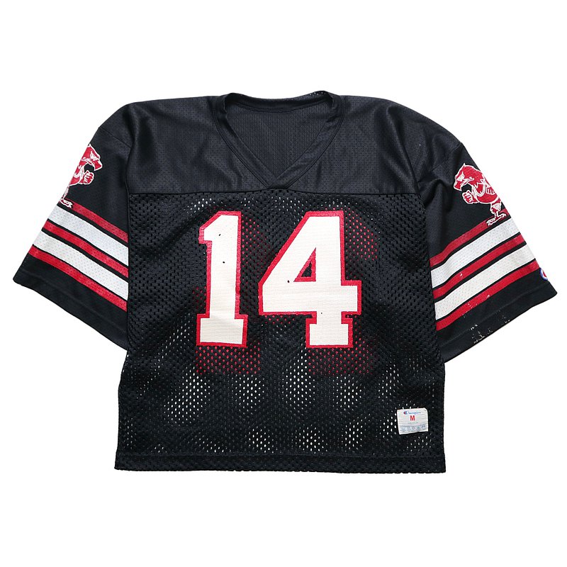 1980s Champion 美國製 美式足球黑色網洞上衣 football jersey