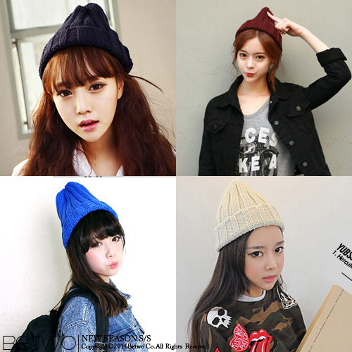 彼兔 betwo針織毛帽 OIA＊流行趨勢百搭多色針織反摺毛帽【15-AE09】06080112