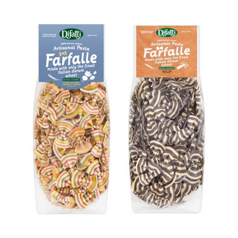 【英國小小帕斯達 little pasta】蝴蝶結造型義大利麵 400g-墨魚/彩虹蔬菜