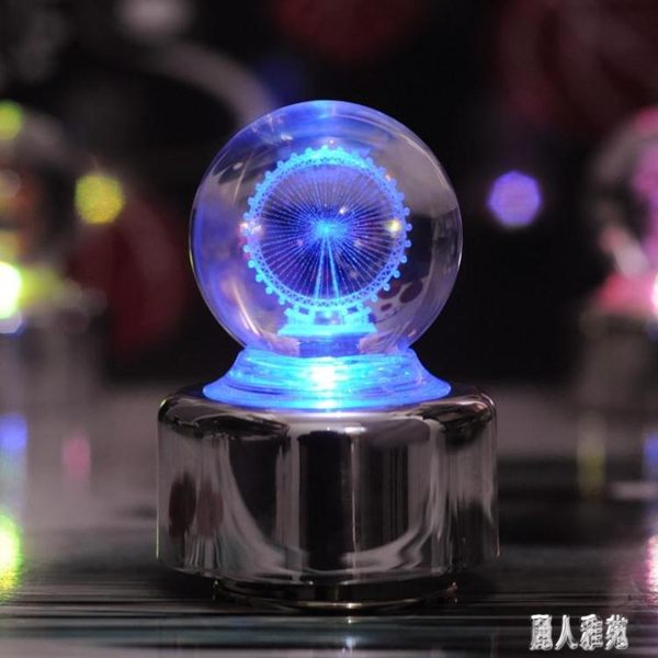 水晶球發光摩天輪音樂盒創意生日禮物送女生女友閨蜜八音盒 CJ4437 『麗人雅苑』