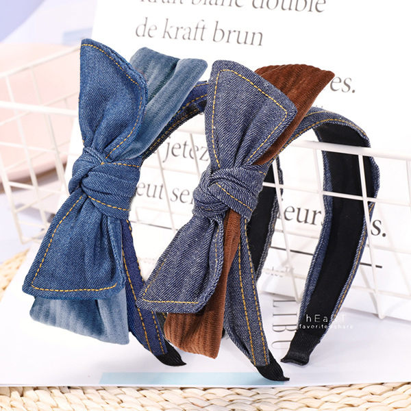 丹寧雙層簡約寬邊大人髮箍 髮飾 頭飾 髮帶 髮箍 髮圈