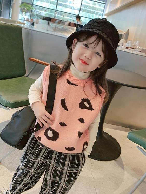 兒童馬甲 童裝2020新款女童針織豹紋馬甲兒童秋冬韓版無袖上衣寶寶洋氣秋裝 娜娜 新年春節 送禮