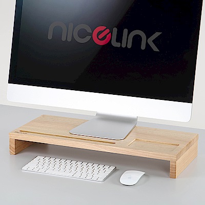 NICELINK 實木螢幕架 SF-W 增高架/鍵盤收納/螢幕座/天然原木