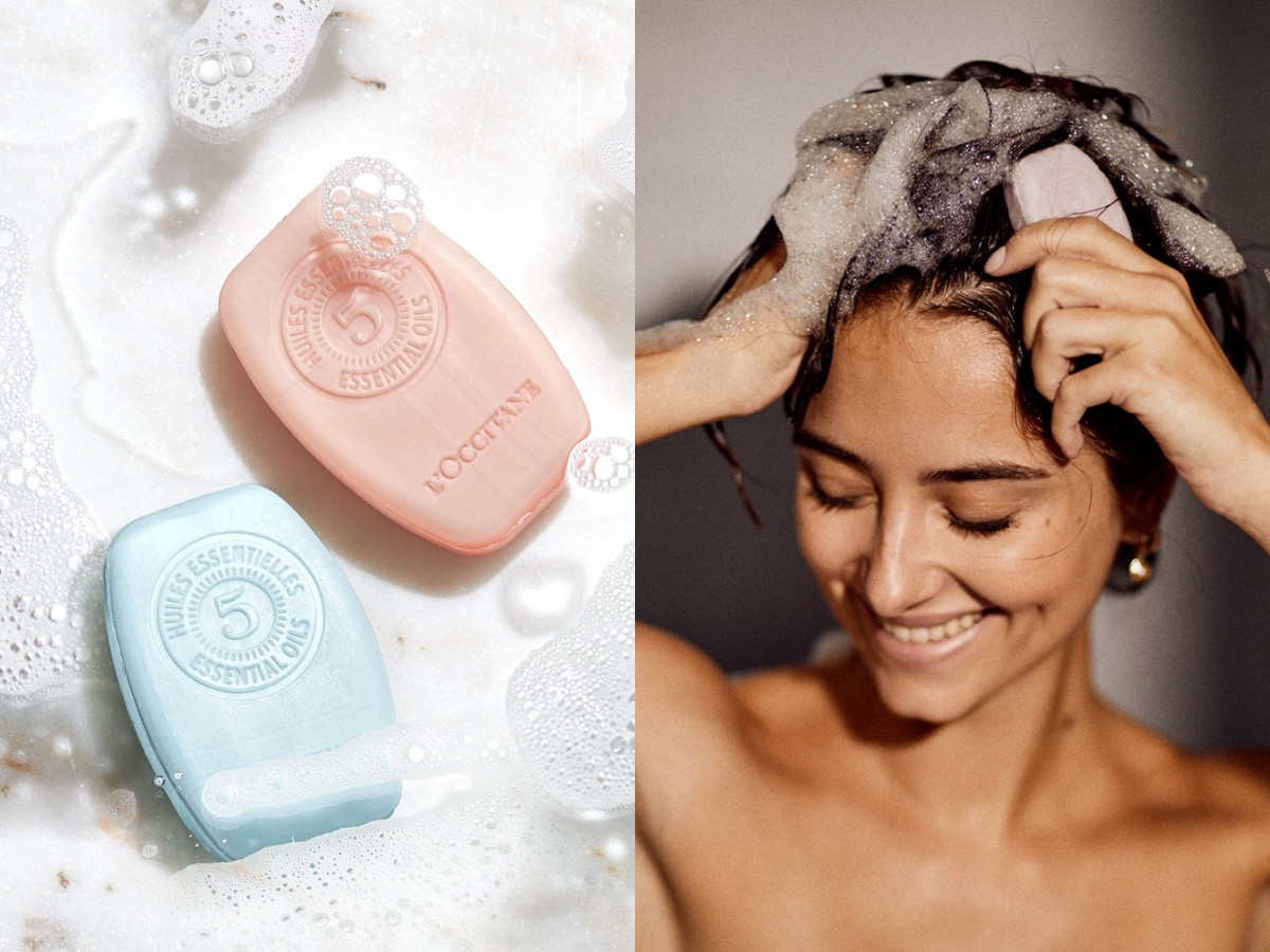 蓬鬆洗髮精推薦2：歐舒丹 草本修護/淨涼洗髮皂 60g，NT.580