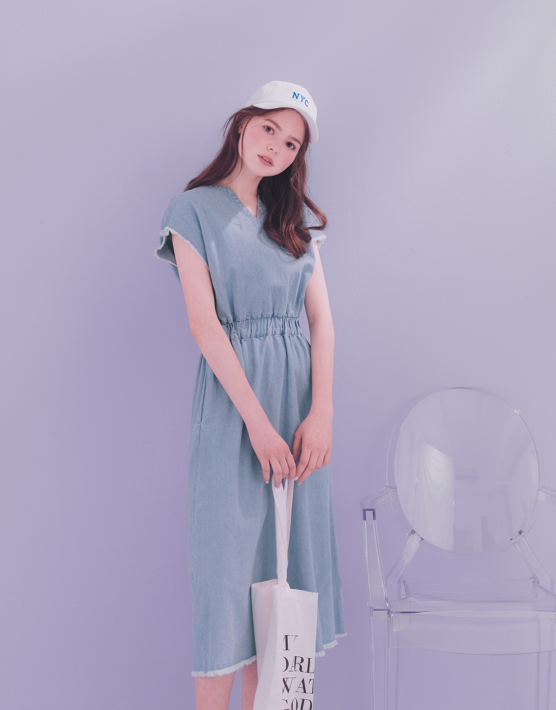 PAZZO+抽鬚休閒感牛仔洋裝