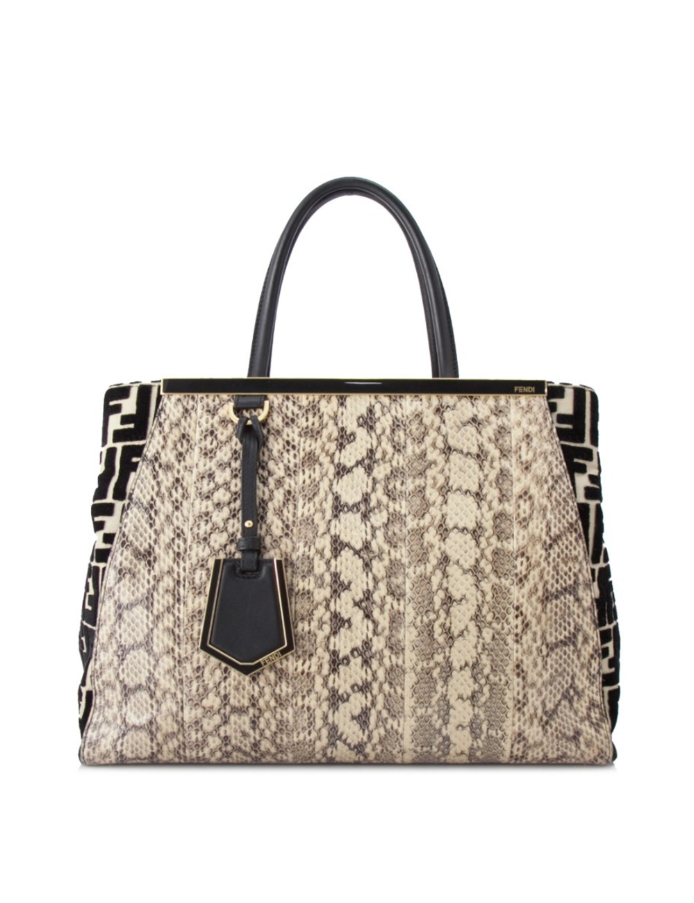 Exterior - Water snakeskin leather with canvas, fur and leather trim - Gold tone hardware - Double t
