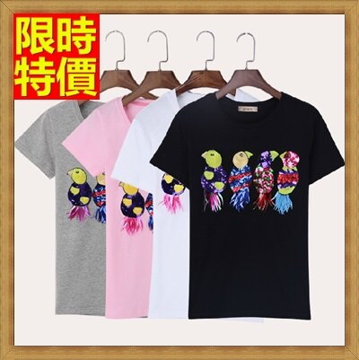 ★短袖T恤亮片小鳥-繽紛亮麗時尚純棉女上衣4色67ab33【獨家進口】【米蘭精品】