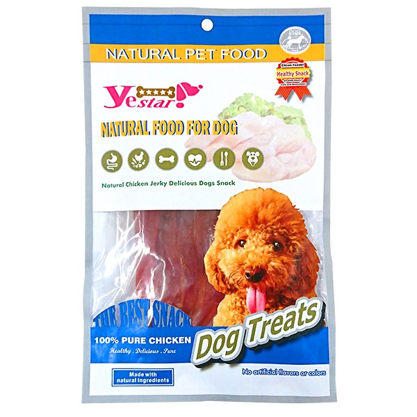 - 商品編號：493446 - 品牌：YS - 規格：95g - 成分：雞肉 - 營養標示：蛋白質43%、水份20%、纖維6%、脂肪2%、灰份1%。 - 產地：泰國 - 保存期限：18個月 - 有效期