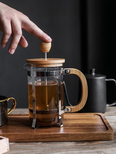 妙HOME法壓壺 家用法式沖茶器 耐熱玻璃咖啡壺 咖啡濾壓壺 過濾杯