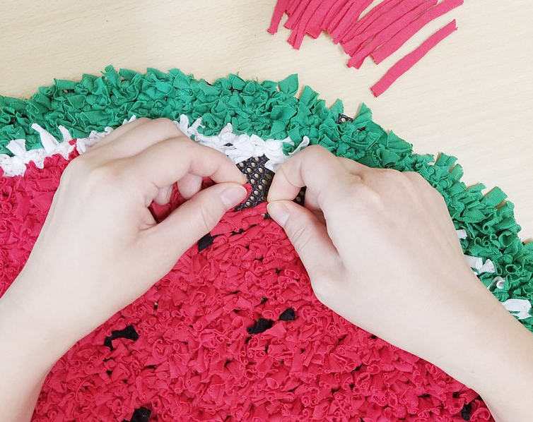 手工編織西瓜造型布條腳踏墊