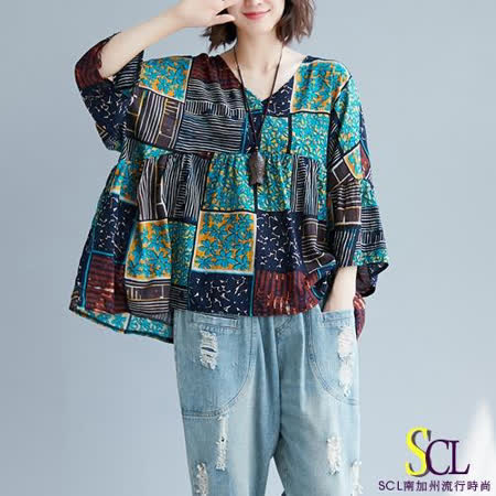 SCL 方塊吐司花葉上衣