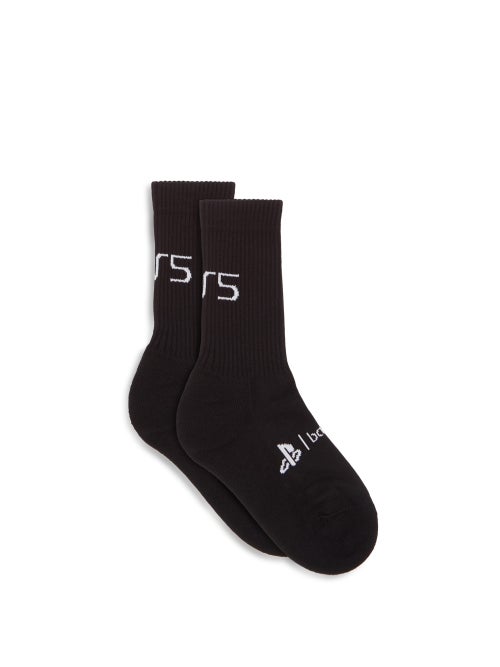 Balenciaga - Logo-jacquard Cotton-blend Socks - Womens - Black