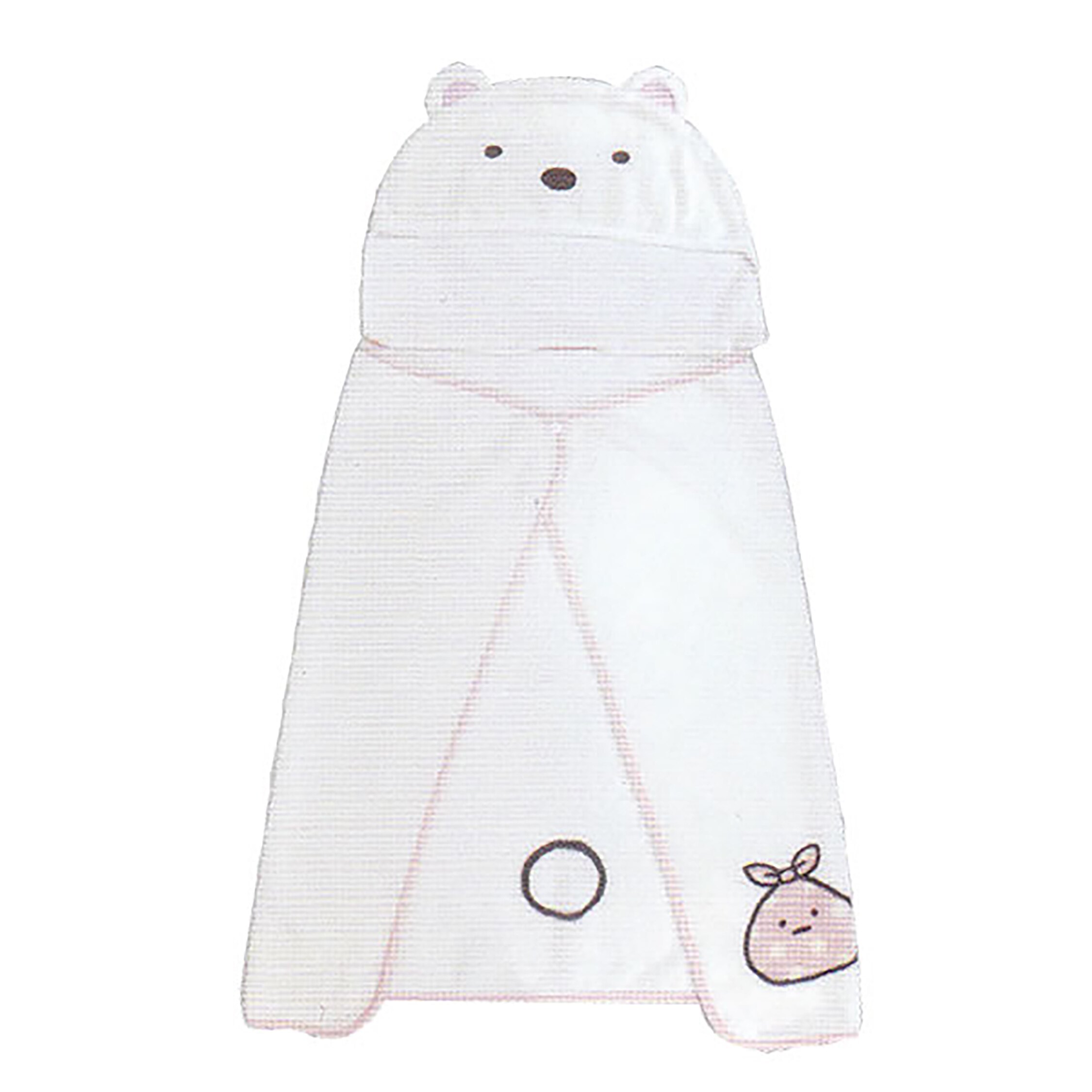 帽子可以拆下 連帽式頭部一起保暖 有扣子可以固定披肩 毛毯部份可以捲進帽裡 變成午睡小枕頭