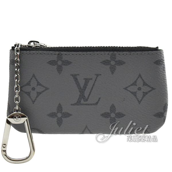 茱麗葉精品【全新現貨】Louis Vuitton LV M80905 雙面撞色Monogram帆布鑰匙零錢包.黑/灰 現貨