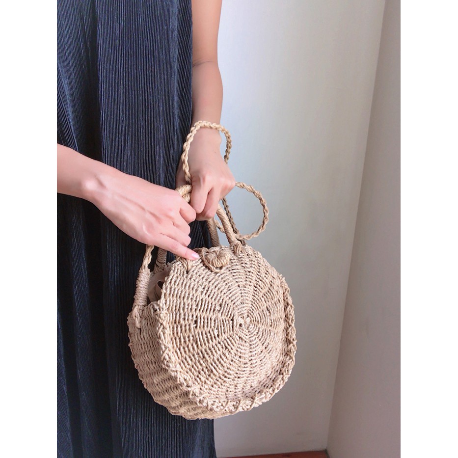 S號 法國馬賽的午後 手工藤編 [編織包] 現貨 韓版 日系梨花【KA015】