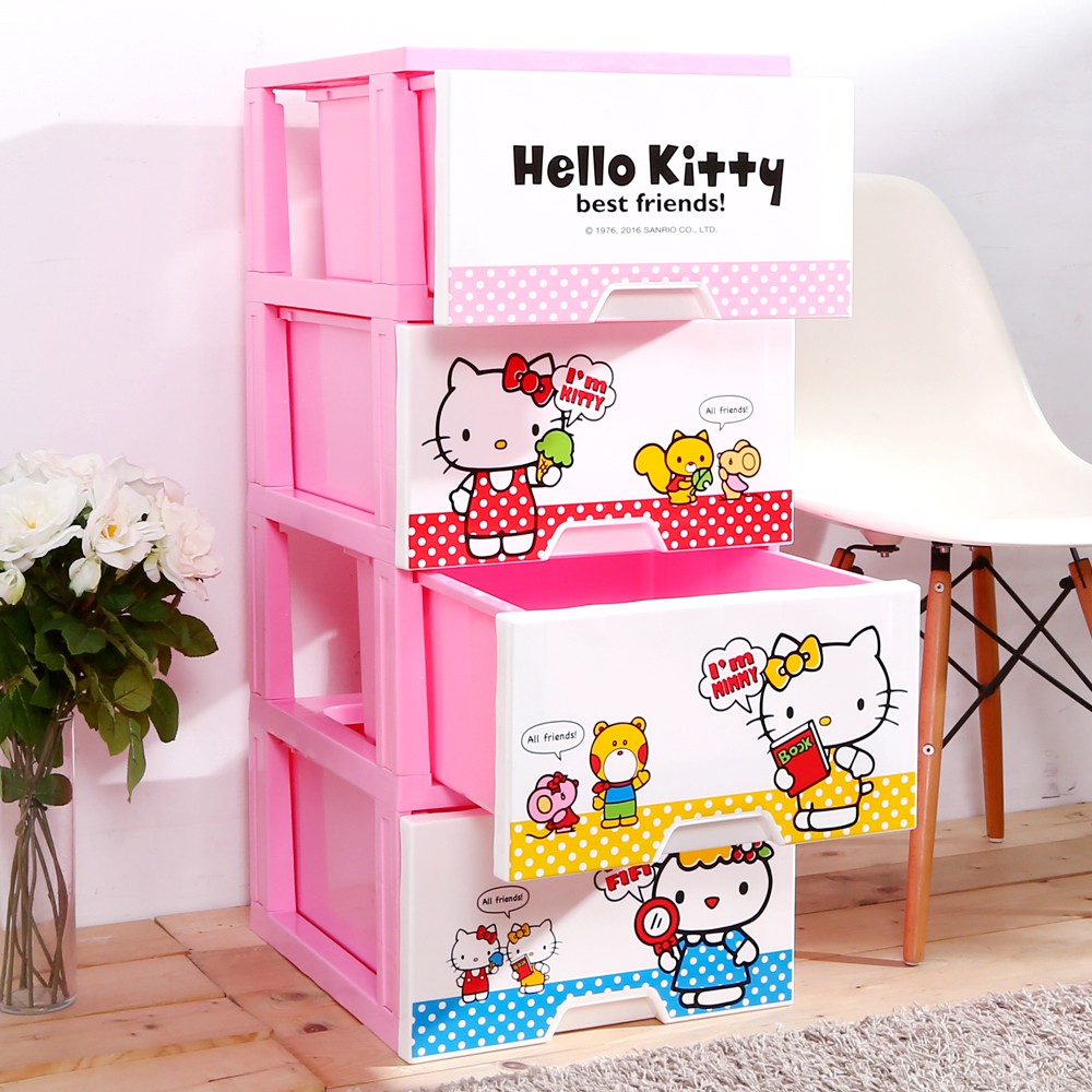 100%台灣製造 品質保證三麗鷗正版授權 卡通造型面板抽屜卡榫設計 好抽取不易脫落DIY簡易組裝設計 不需工具商品尺寸：約長46 x 寬40 x 高91.5 (cm)抽屜尺寸：約長42 x 寬34 x