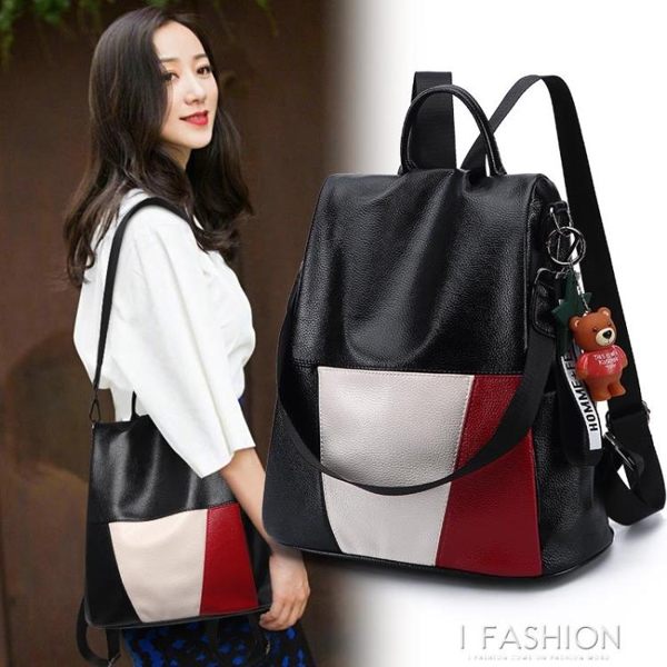 韓版軟皮雙肩包女2019新款女士包包時尚百搭潮流旅行兩用防盜背包