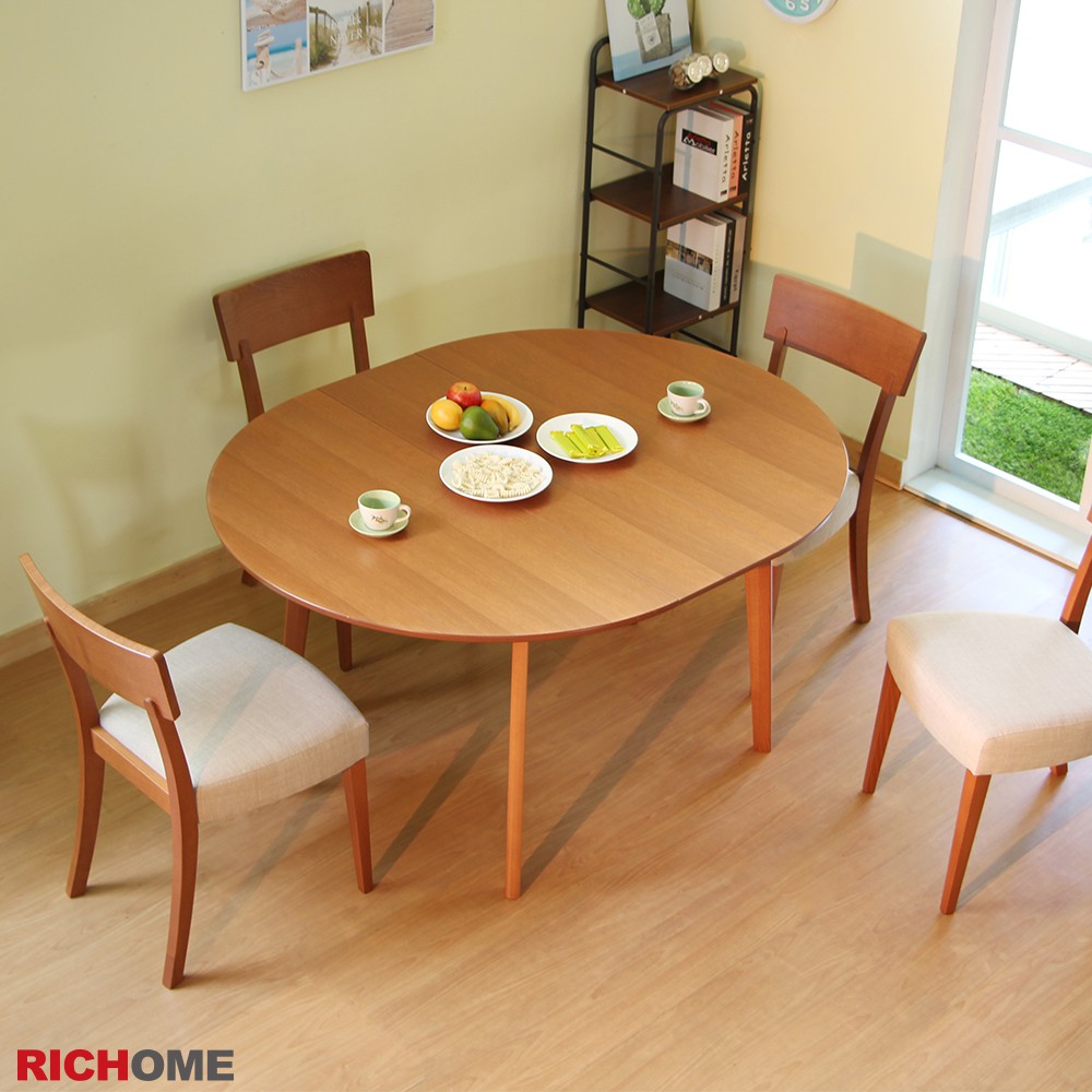 【RICHOME】歐式典雅可延伸圓餐桌-2色 TA317