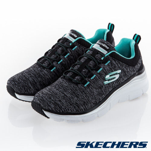 SKECHERS FASHION FIT 女鞋 休閒 健走 微增高 記憶型泡棉 網布 舒適 黑 綠【運動世界】12716BKTQ