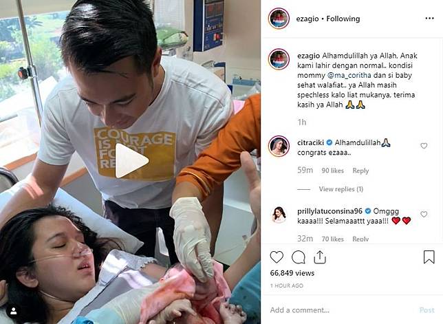 Selamat! Istri Eza Gionino Melahirkan Anak Pertama
