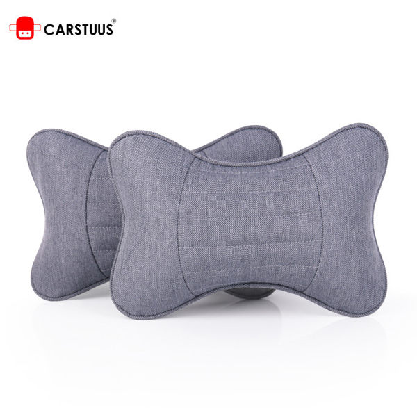 汽車頭枕頸枕一對車用透氣靠枕養生護頸枕車載夏季亞麻枕頭用品