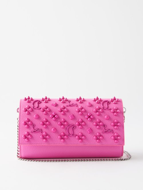 Christian Louboutin - Paloma Stud-embellished Leather Clutch Bag - Womens - Pink
