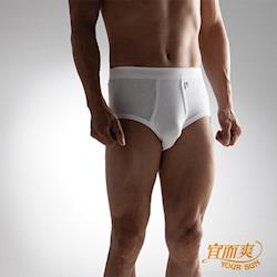 ◎時尚設計風格|◎棉與纖維交織而成，彈性貼身不易變形|◎柔軟舒適不緊繃，動靜皆宜品牌:宜而爽款式:三角褲腰頭:中高腰尺寸:S,M,L,XL,XXL,3XL顏色:白色系主材質:棉材質說明:70%高級精梳