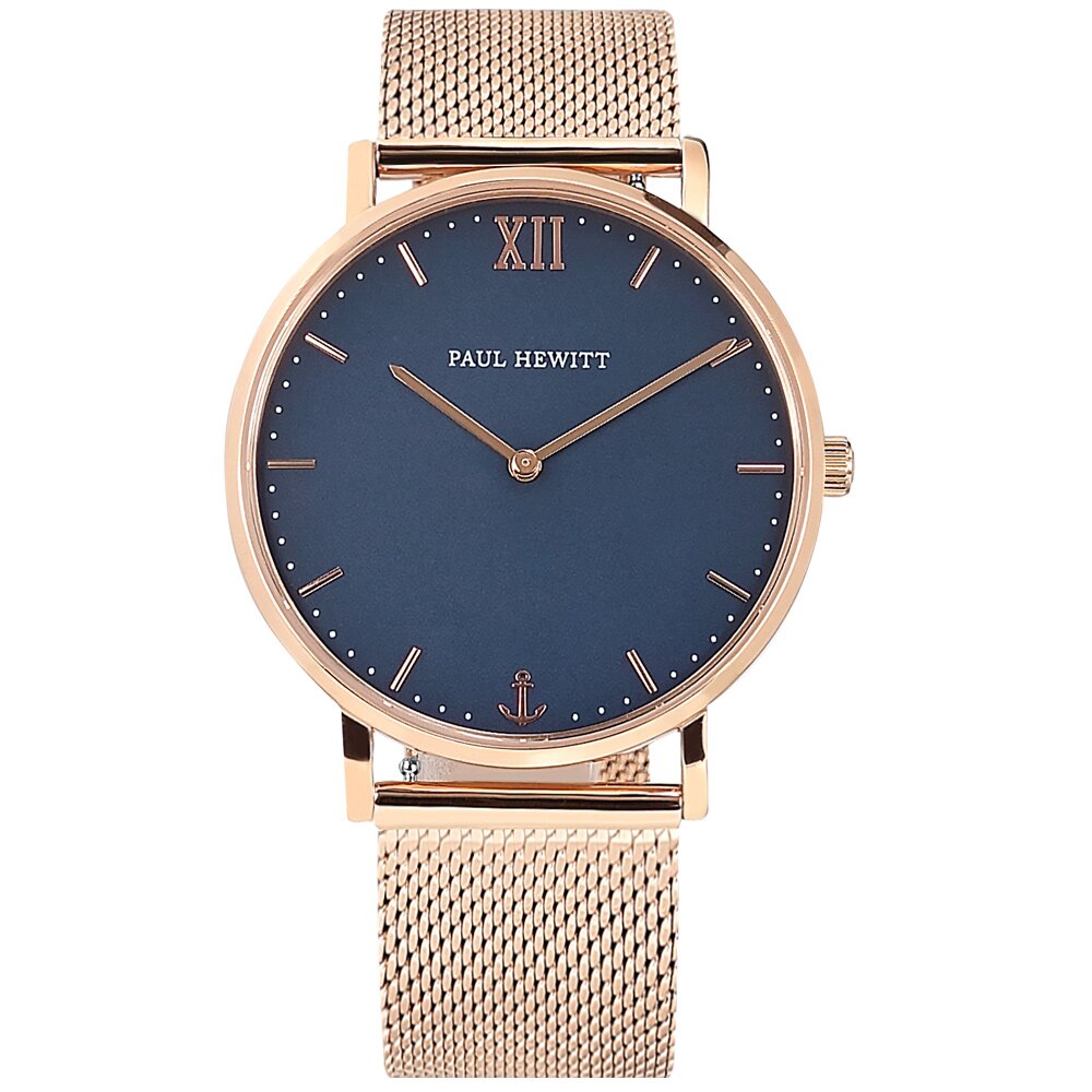 PH PAUL HEWITT / PH-SA-R-ST-B-4S / 簡約百搭 米蘭編織不鏽鋼手錶 藍x鍍玫瑰金 39mm