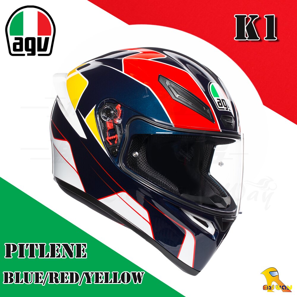 ~任我行騎士部品~AGV K1 亞洲版日規 單鏡片 全罩 安全帽 #PITLANE BLUE RED YELLOW