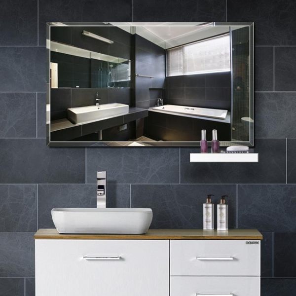 無框粘貼浴室鏡子衛生間壁掛鏡子貼墻衛浴梳妝化妝鏡子直角30*40cmliv【快速出貨】