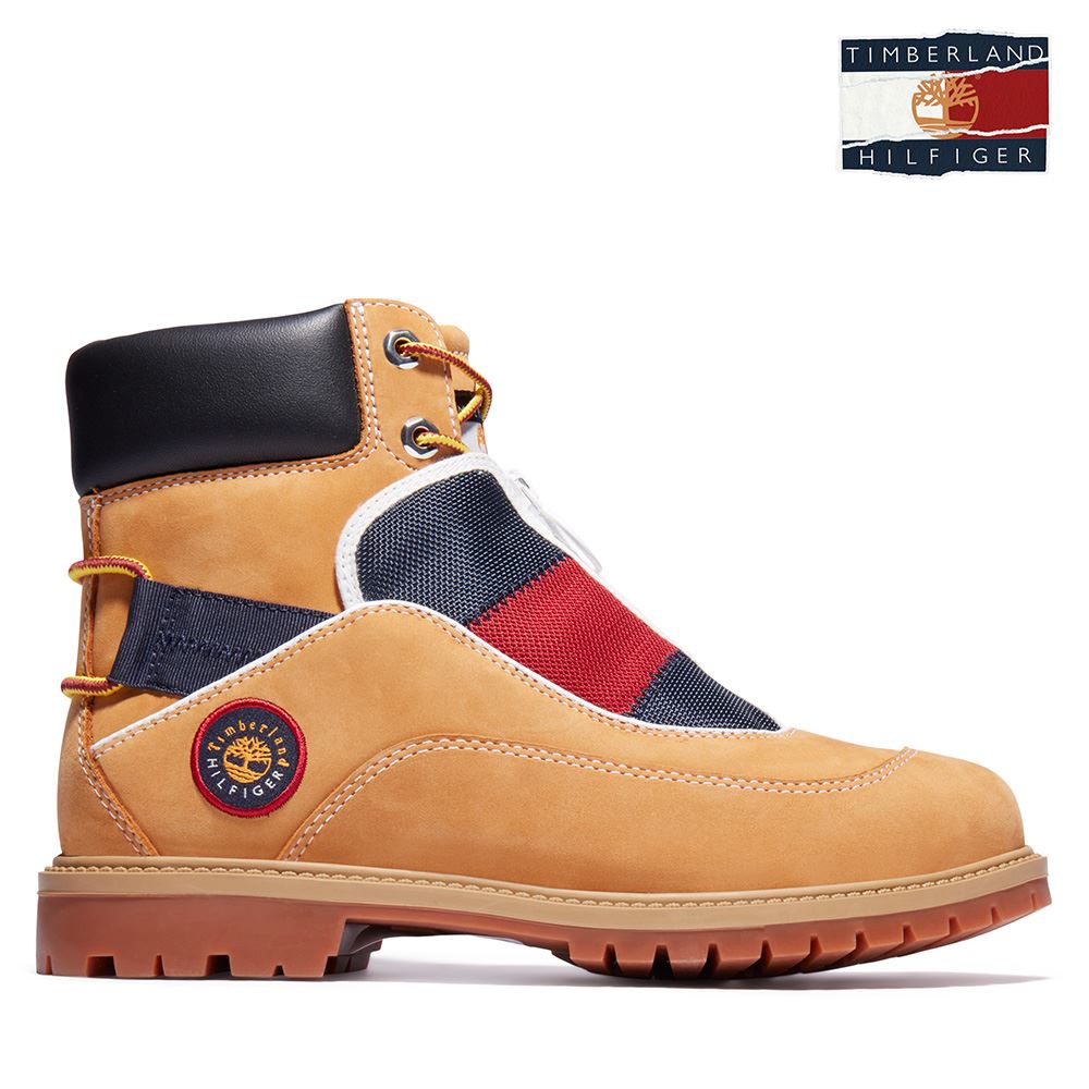 Timberland x Tommy Hilfiger 女款小麥色撞色拼接中筒靴