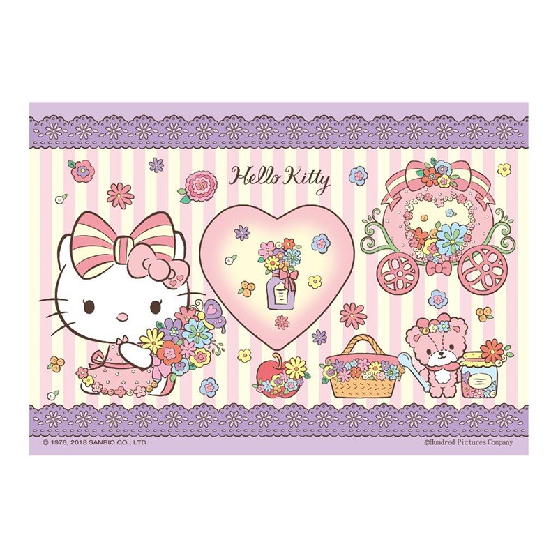 Hello Kitty繽紛花車心形拼圖200片