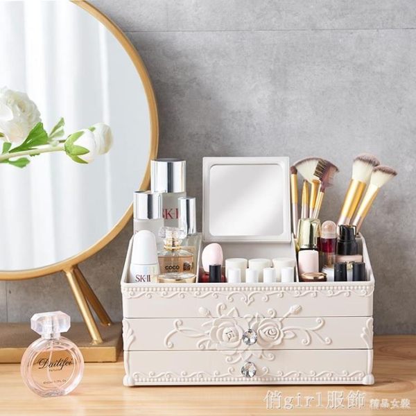 網紅化妝品收納盒學生桌面家用歐式梳妝台護膚品置物架口紅首飾盒 俏girl YTL