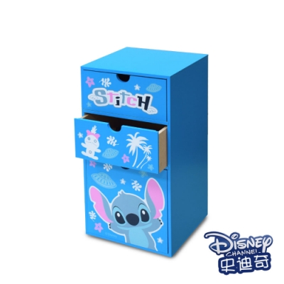 迪士尼Disney 史迪奇 直立式三抽盒 抽屜盒 置物盒 美妝收納 桌上收納