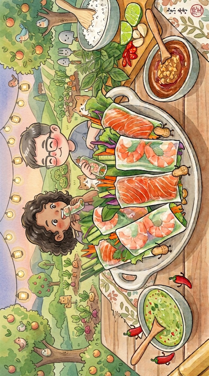 🌯สลัดสปริงโรล (Spring Roll Salad)🐔🐟🦐🥬