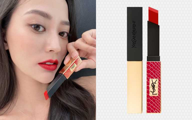 小紅書上熱烈討論的奢華緞面絲絨唇膏推出限量版【YSL 限量奢華緞面絲絨脣膏#119】，這色最接近王漫妮色。（圖／品牌提供）