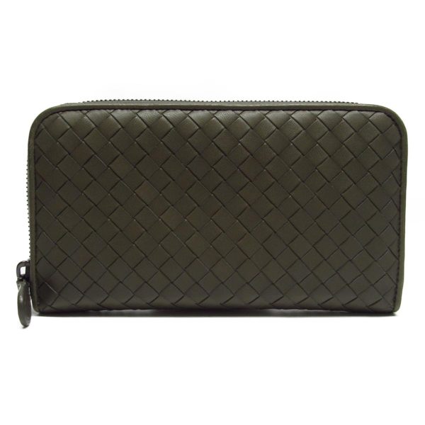 BOTTEGA VENETA BV 大象灰編織羊皮ㄇ字型拉鍊長夾 【二手名牌 BRAND OFF】