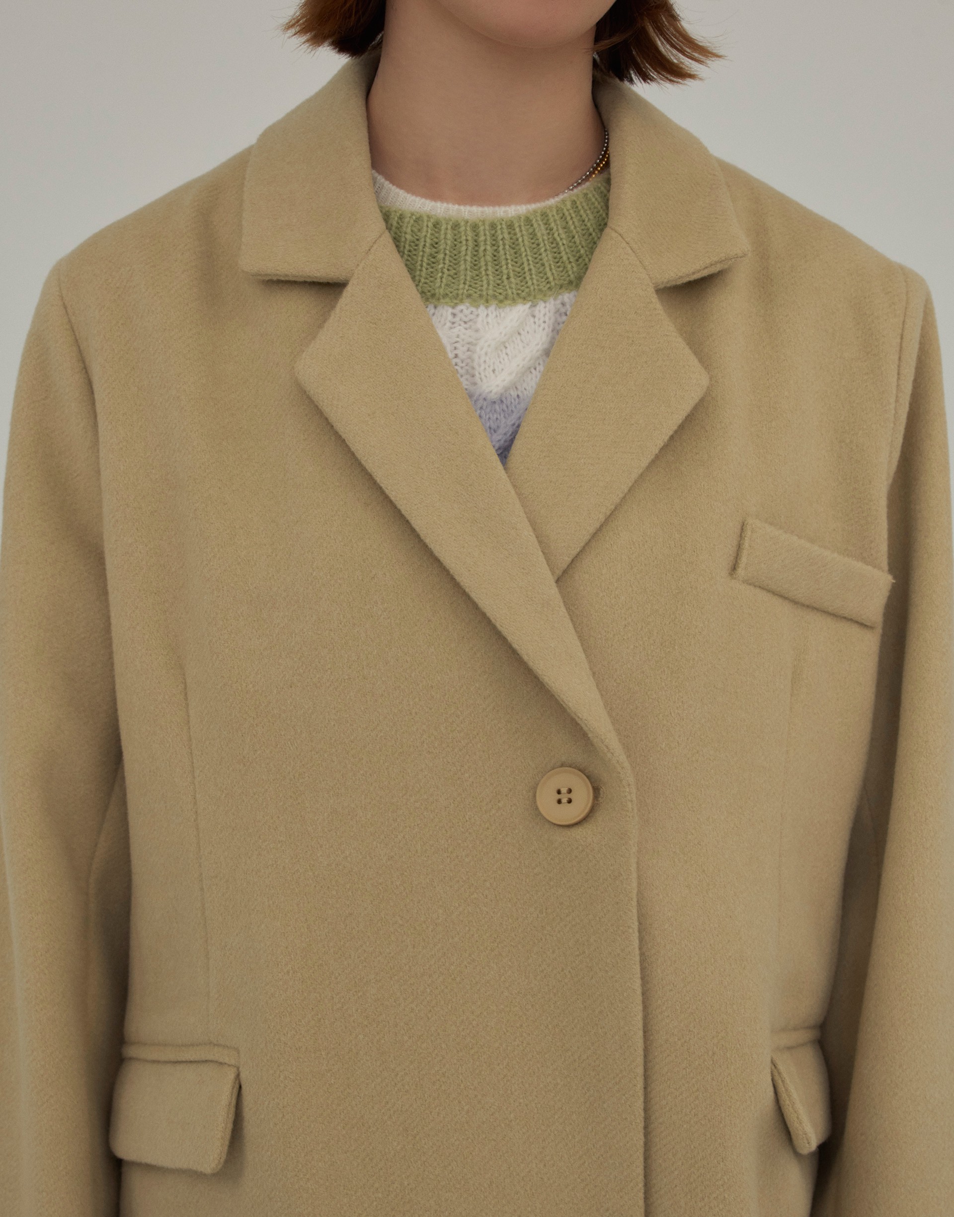 質感毛呢單釦西裝外套-PAZZO