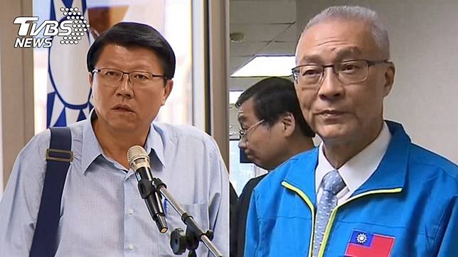 台南市黨部主委謝龍介(左)、黨主席吳敦義(右)。圖／TVBS資料畫面