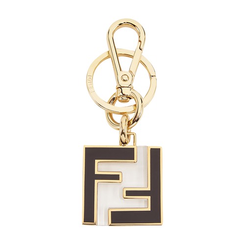 Square key ring with clip and customised ring. Made of transparent plexi and metal with golden finis