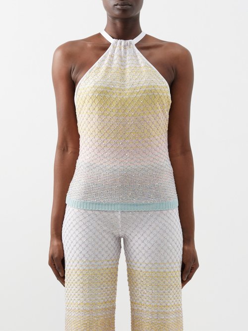 Missoni - Sequinned Ombré-knit Tank Top - Womens - Multi