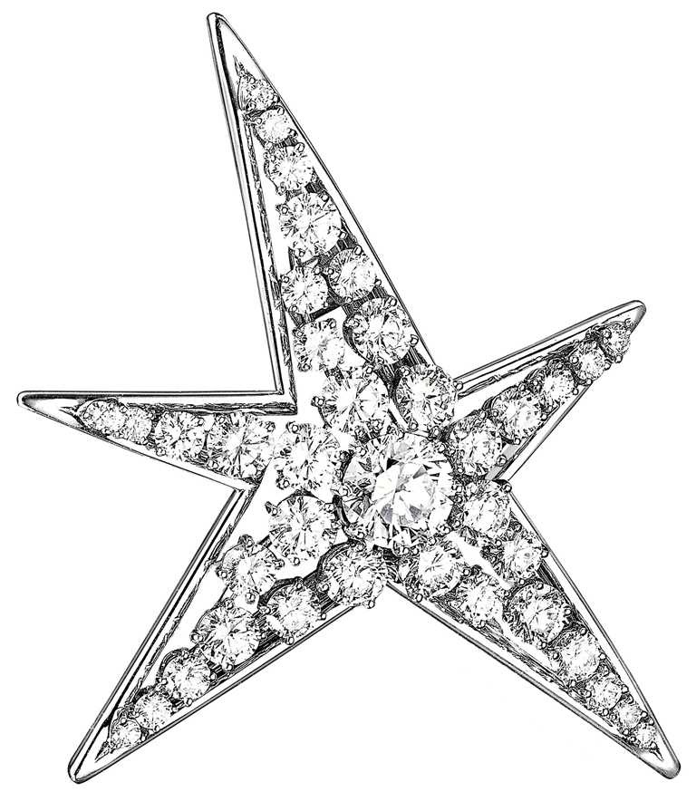 CHANEL「1932 Bijoux de Diamants」系列，COMÈTE胸針╱鉑金，鑲嵌1顆重約3.15克拉F-VVS圓形切割鑽石，及37顆總重約12.50克拉圓形切割鑽石。（圖╱CHANEL提供）