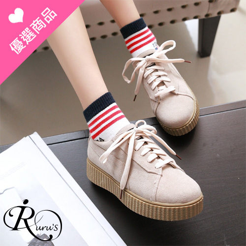 韓系雜誌款綁帶厚底餅乾休閒包鞋/3色/35-43碼 (RX0455-350) iRurus 路絲時尚