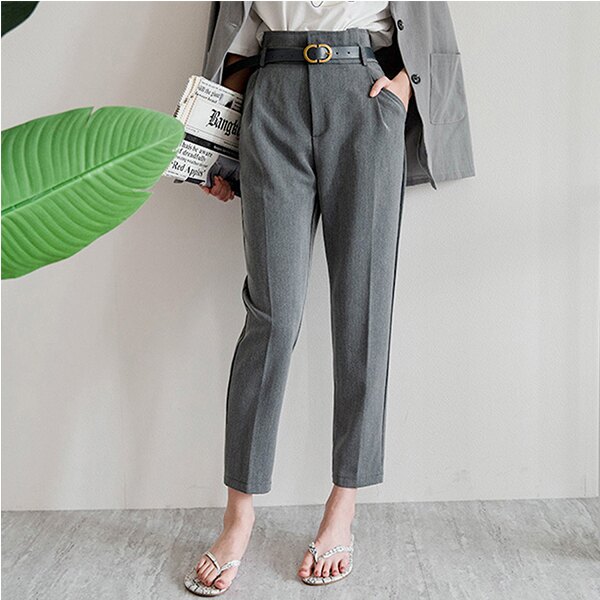 ★限時下殺$450★MIUSTAR 版型極佳！附皮帶高腰打褶鉤釦瘦挺花苞西裝褲(共3色，S-XL)0218預購【NH0063】