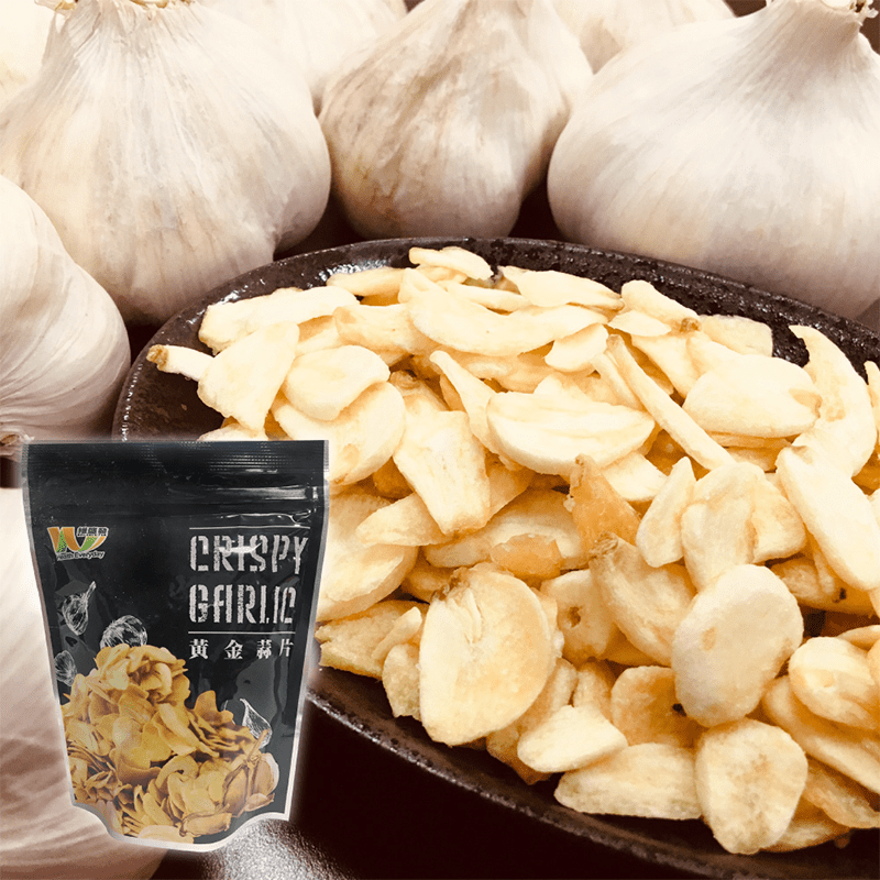 雲林黃金蒜片，採用台灣蒜頭，從人工採收、剝皮、挑選，一直到最後面的成品，全程8道工法，歷經20小時的製作，保留蒜頭原味不嗆辣！香、酥、脆，營養又涮嘴，是佐料也可以是零食，讓您一口接著一口，停不下來的好