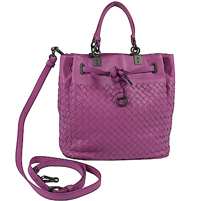 BOTTEGA VENETA編織手提斜背兩用水桶包(桃紫)