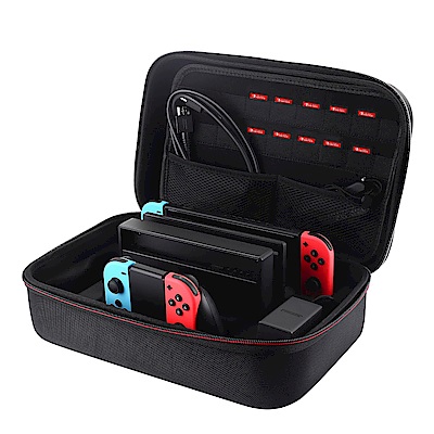 家庭收納 外出旅行皆適用完整收納所有Switch周邊及配件 獨立硬體凹槽隔層 安全避免碰撞 超輕量環保EVA防撞防震硬殼材質 1680D彈道尼龍外被 美觀防刮硬殼包