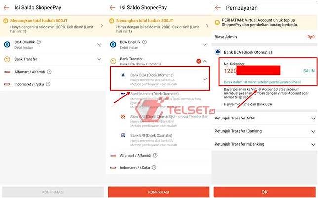 Cara Top Up Saldo Shopeepay Via Atm Dan M Banking Bca Telset Line Today