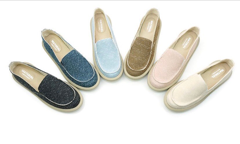 萌祥鞋屋 11912 帆布真皮鞋墊平底休閒鞋